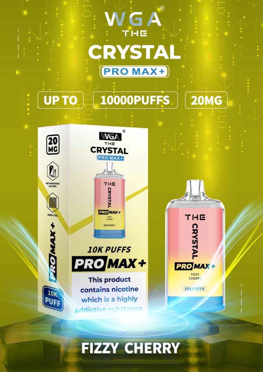 The Crystal Pro Max + 10000 Disposable Vape Puff Pod Bar - Wolfvapes.co.uk-Fizzy Cherry