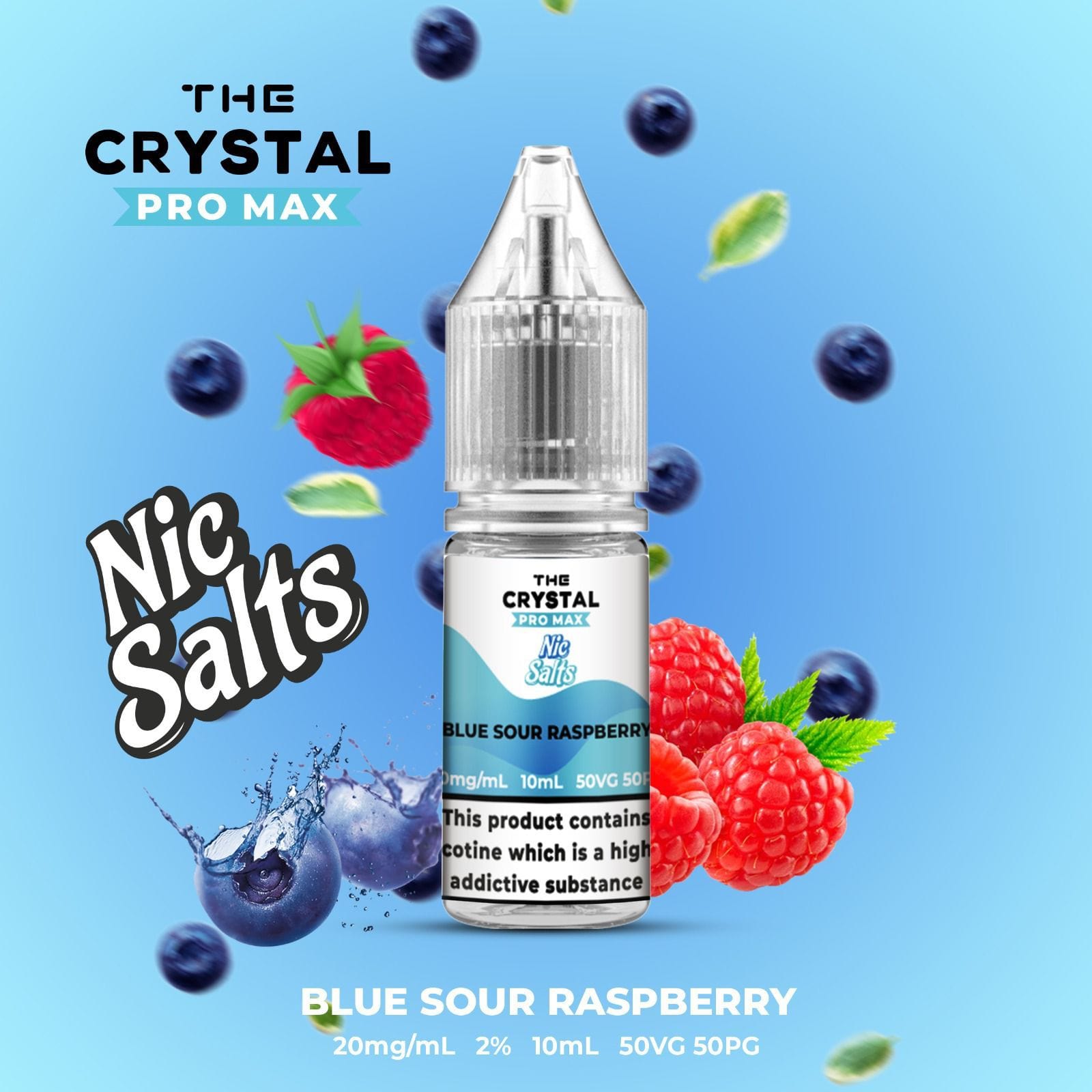 The Crystal Pro Max Vape Nic Salts 10ml - Box of 10 - Wolfvapes.co.uk-Blue Sour Raspberry