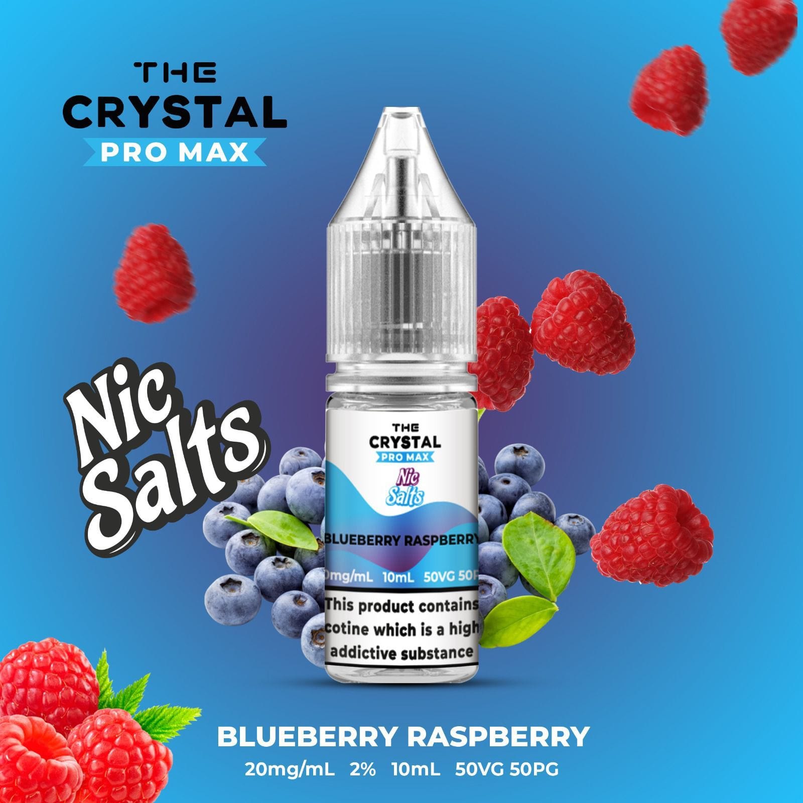 The Crystal Pro Max Vape Nic Salts 10ml - Box of 10 - Wolfvapes.co.uk-Blueberry Raspberry