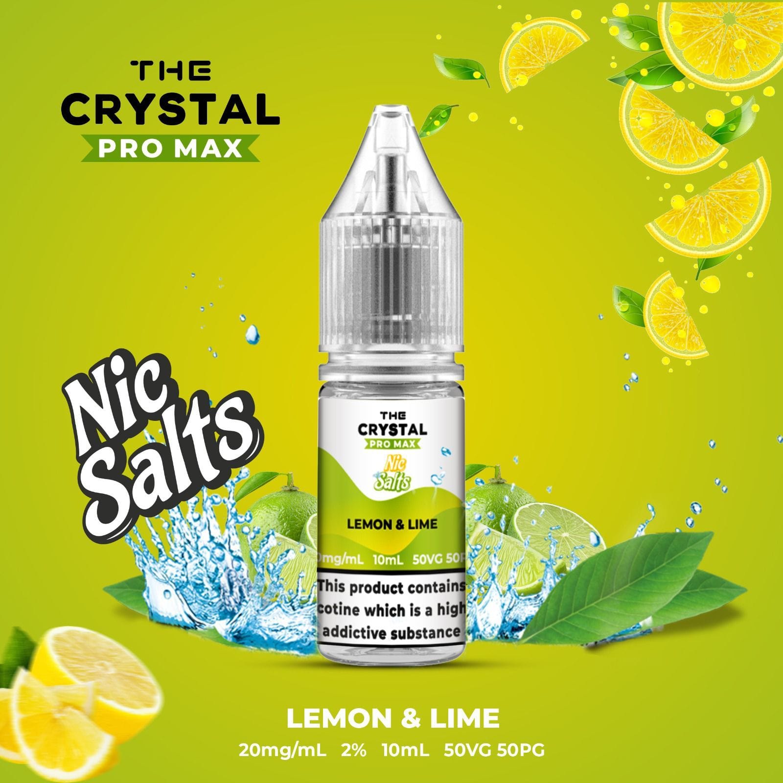 The Crystal Pro Max Vape Nic Salts 10ml - Box of 10 - Wolfvapes.co.uk-Lemon Lime