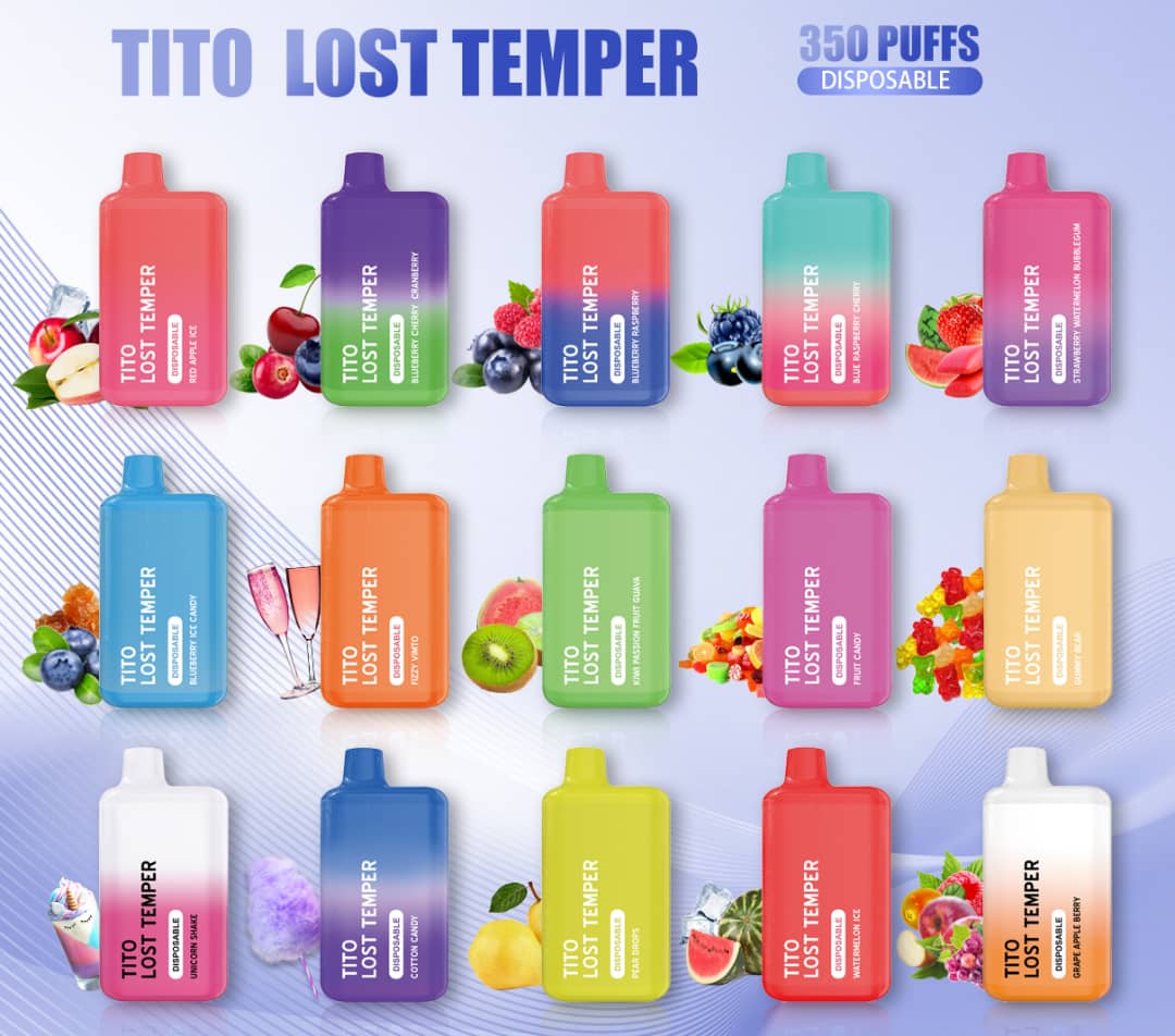 Tito Lost Temper 3500 Disposable Vape Pod Box of 10 - Wolfvapes.co.uk-Red Apple Ice