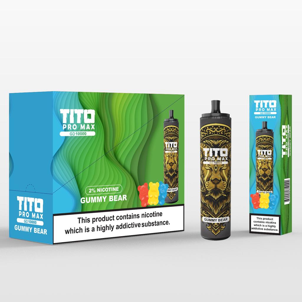 Tito Pro Max GD 10000 Disposable Vape Pod Pen Box of 10 - Wolfvapes.co.uk-Aloe Grape