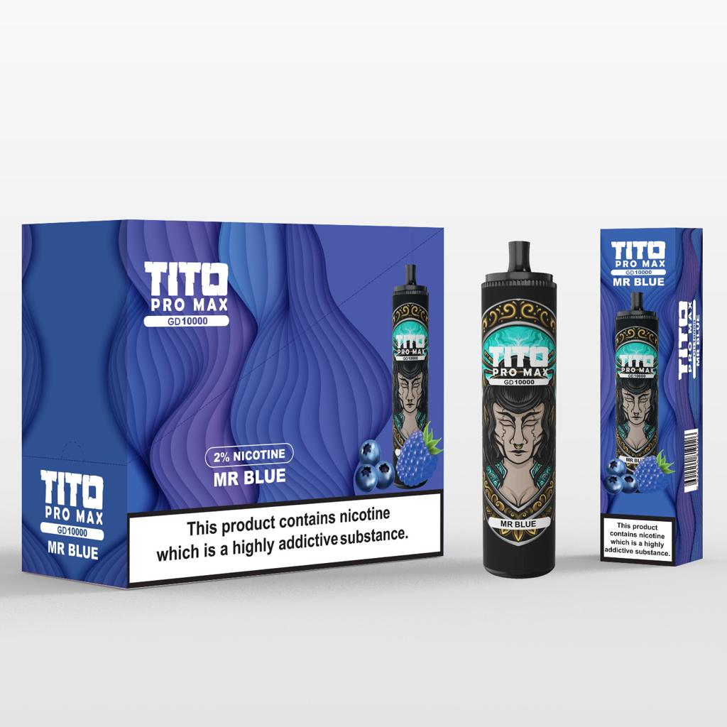 Tito Pro Max GD 10000 Disposable Vape Pod Pen Box of 10 - Wolfvapes.co.uk-Aloe Grape