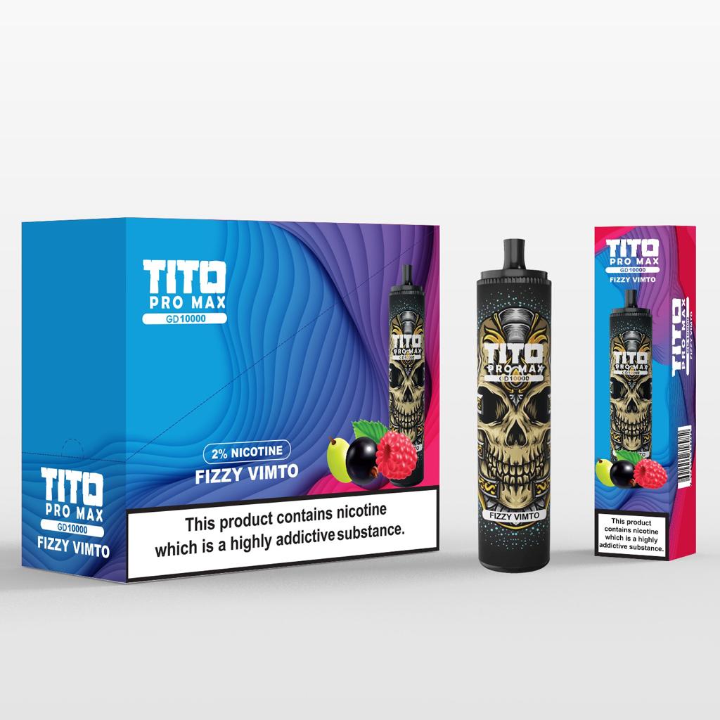 Tito Pro Max GD 10000 Disposable Vape Pod Pen Box of 10 - Wolfvapes.co.uk-Aloe Grape