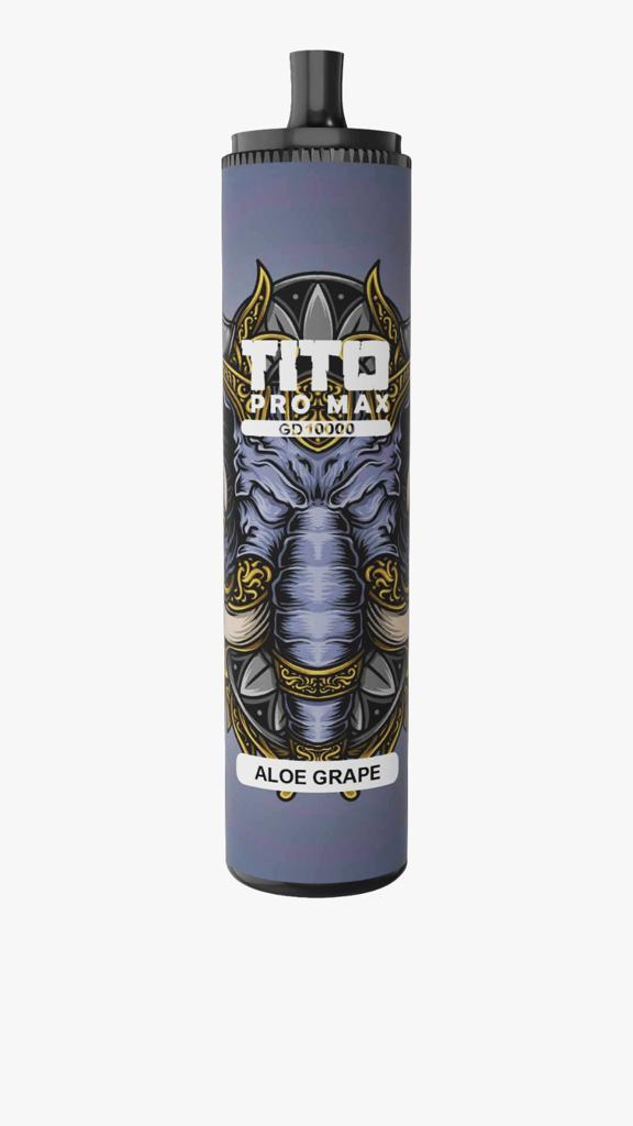 Tito Pro Max GD 10000 Disposable Vape Pod Pen Box of 10 - Wolfvapes.co.uk-Aloe Grape