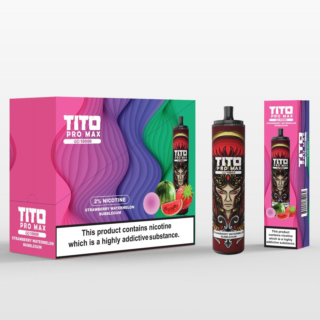 Tito Pro Max GD 10000 Disposable Vape Pod Pen Box of 10 - Wolfvapes.co.uk-Aloe Grape