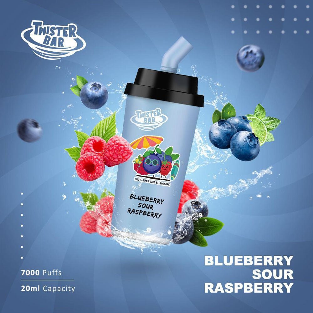 Twister Bar 7000 Disposable Vape Puff Pod Device - Wolfvapes.co.uk-Blue Sour Raspberry