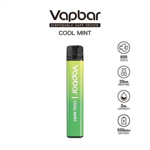 Vapbar 600 Disposable Vape Pod Pen Device - Wolfvapes.co.uk-Cool Mint