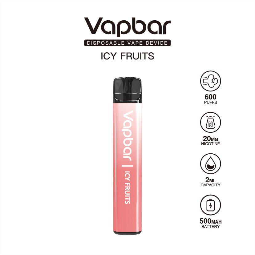 Vapbar 600 Disposable Vape Pod Pen Device - Wolfvapes.co.uk-Icy Fruits