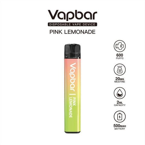 Vapbar 600 Disposable Vape Pod Pen Device - Wolfvapes.co.uk-Pink Lemonade