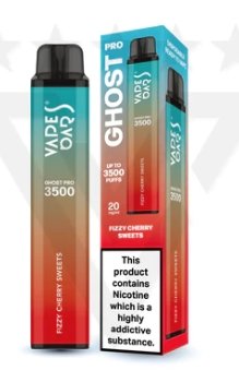 Vape Bar Ghost Pro 3500 Disposable Vape Pod Pen Box of 10 - Wolfvapes.co.uk-Fizzy Cherry Sweets