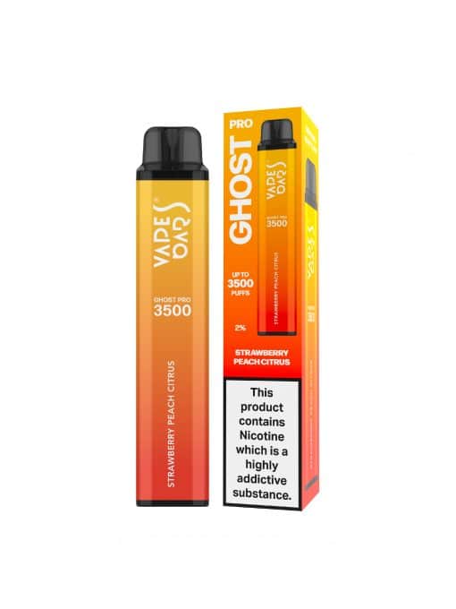 Vape Bar Ghost Pro 3500 Disposable Vape Pod Pen Box of 10 - Wolfvapes.co.uk-Strawberry Peach Citrus