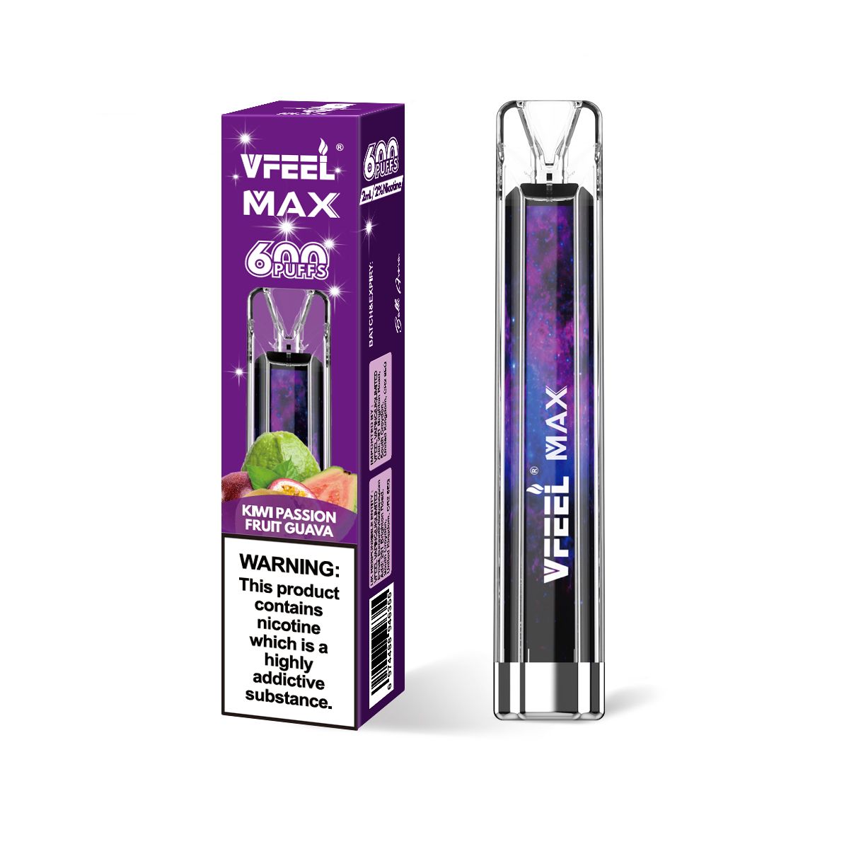 Vfeel Max 600 Puffs Disposable Vape Puff Bar Pod - Wolfvapes.co.uk-Kiwi Passion Fruit Guava