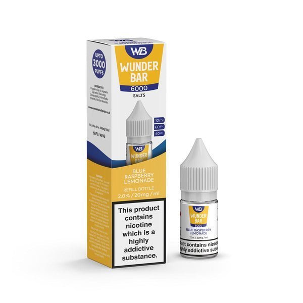 Wundar Bar 6000 Nic Salt 10ml - Box Of 10 - Wolfvapes.co.uk-Blue Raspberry Lemonade