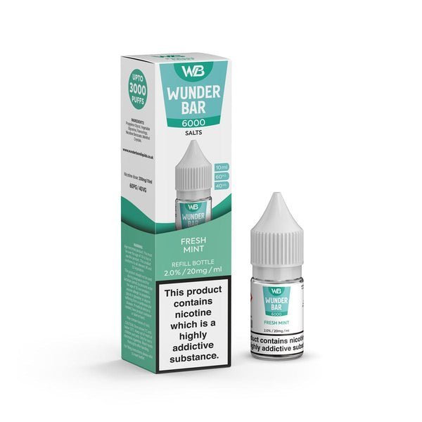 Wundar Bar 6000 Nic Salt 10ml - Box Of 10 - Wolfvapes.co.uk-Fresh Mint