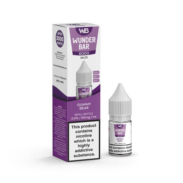 Wundar Bar 6000 Nic Salt 10ml - Box Of 10 - Wolfvapes.co.uk-Gummy Bear