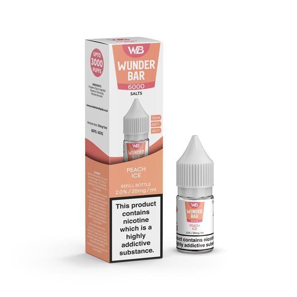 Wundar Bar 6000 Nic Salt 10ml - Box Of 10 - Wolfvapes.co.uk-Peach Ice