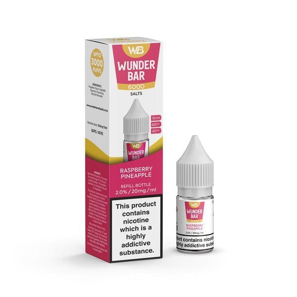 Wundar Bar 6000 Nic Salt 10ml - Box Of 10 - Wolfvapes.co.uk-Raspberry Pineapple