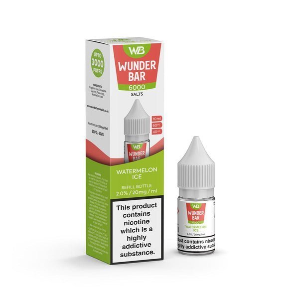 Wundar Bar 6000 Nic Salt 10ml - Box Of 10 - Wolfvapes.co.uk-Watermelon Ice